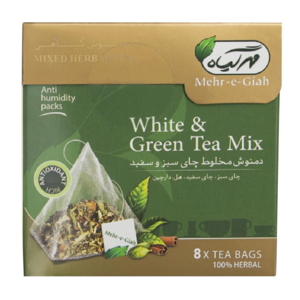 دمنوش چای سبز و سفید مهرگیاه- 8 عدد