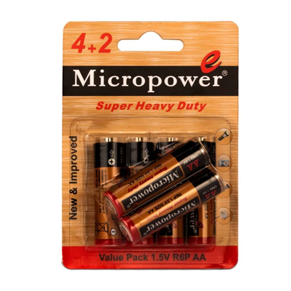 باتری کربن زینک قلمی 6 عددی میکروپاور