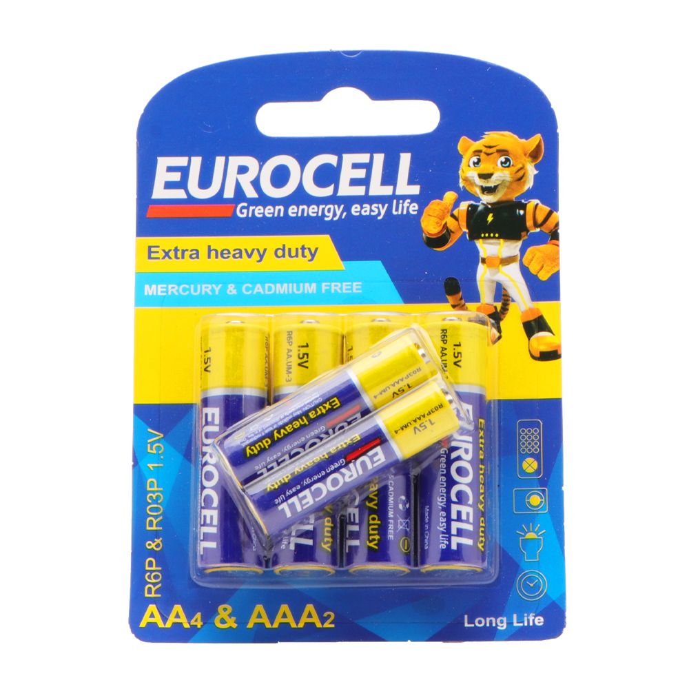 باتری 4 قلمی + 2نیم قلم کربن زینک یوروسل